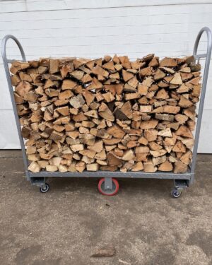 A cart of 1/5th cord kiln dried firewood